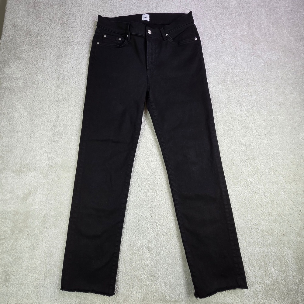 EDWIN Bree Black Denim Jeans Women's 29 High Rise Raw Hem‎ Made USA